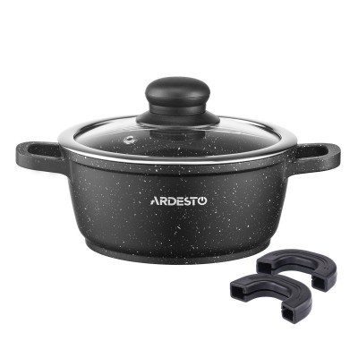 Каструля зі скляною кришкою Ardesto Gemini Anzio, 1.2л, алюміній, чорний
