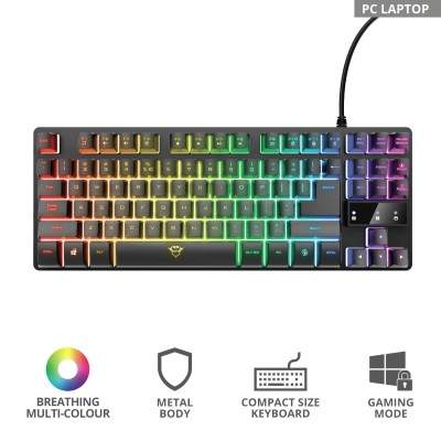 Клавіатура ігрова Trust GXT 833 Thado TKL USB Black