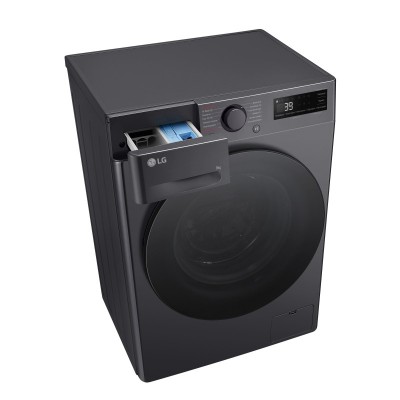 Пральна машина LG фронтальна, 9кг, 1200, A, 48см, дисплей, пара, інвертор, чорний