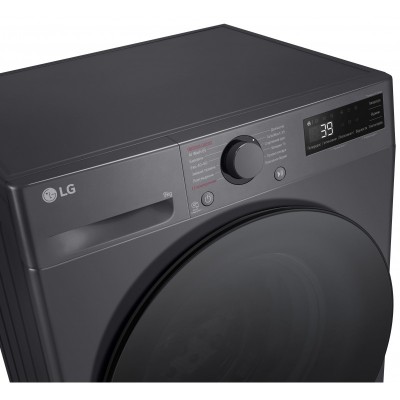 Пральна машина LG фронтальна, 9кг, 1200, A, 48см, дисплей, пара, інвертор, чорний