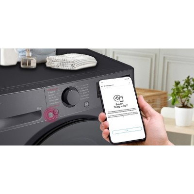 Пральна машина LG фронтальна, 9кг, 1200, A, 48см, дисплей, пара, інвертор, чорний