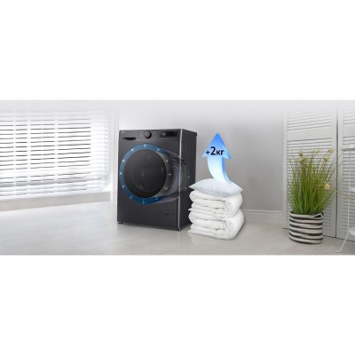 Пральна машина LG фронтальна, 9кг, 1200, A, 48см, дисплей, пара, інвертор, чорний