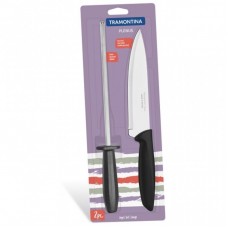 Набір ножів Tramontina Plenus 2 предмета (нож 178мм + мусат) Black (23498/011) Набір ножів Tramontina Plenus 2 предмета (нож 178мм + мусат) Black (23498/011)