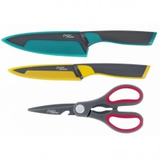 Набір ножів Tefal Chef Club 3 предмети, нержавіюча сталь з антипригарним титановим покриттям, пластик, без підставки, з чохлом Набір ножів Tefal Chef Club 3 предмети, нержавіюча сталь з антипригарним титановим покриттям, пластик, без підставки, з чохлом