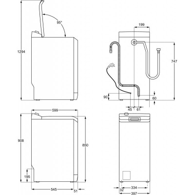 Пральна машина Electrolux вертикальна, 7кг, 1300, A+++, 60см, дисплей, пара, інвертор, білий