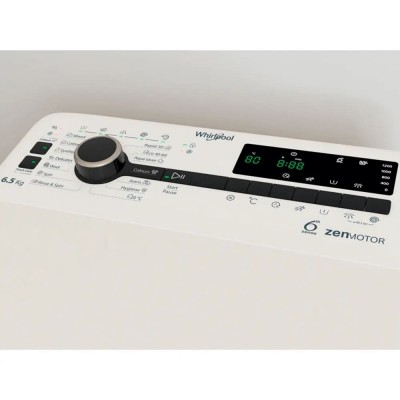 Пральна машина Whirlpool вертикальна, 6,5кг, 1200, С, 60см, дисплей, інвертор, білий