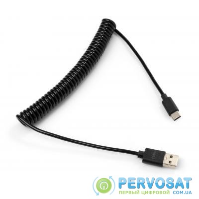 Дата кабель USB 2.0 AM to Type-C 1.8m Spring black Vinga (VCPDCTCS1.8BK)