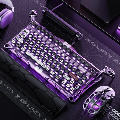 Клавіатура механічна GravaStar Mercury V75 Pro 80keys, Magnetic Jade Gaming, 8K, USB-A, RGB, Iron Purple