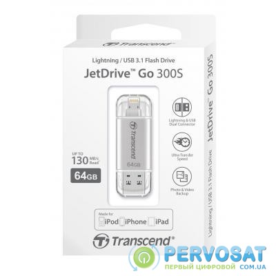 USB флеш накопитель Transcend 64GB JetDrive Go 300 Silver USB 3.1 (TS64GJDG300S)