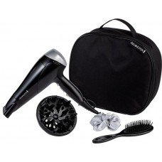 Фен Remington Style Edition, 2200Вт, 3 режими, іоніз-я, хол. обдув, дифузор, гребінець, резинка, кейс, чорно-сірий