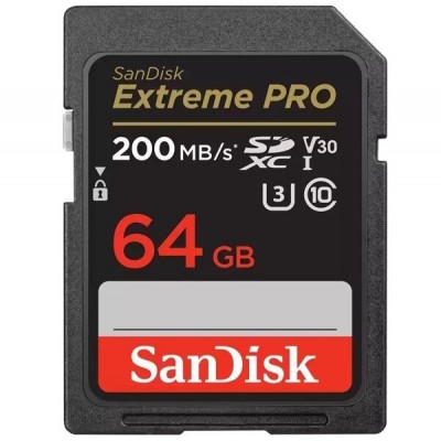 Карта пам'яті SanDisk SD 64GB C10 UHS-I U3 R200/W90MB/s Extreme Pro V30