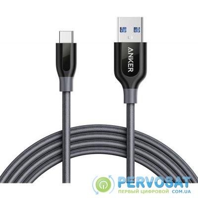 Дата кабель USB 3.0 AM to Type-C 0.9m Powerline+ V3 Gray Anker (A8168HA1)
