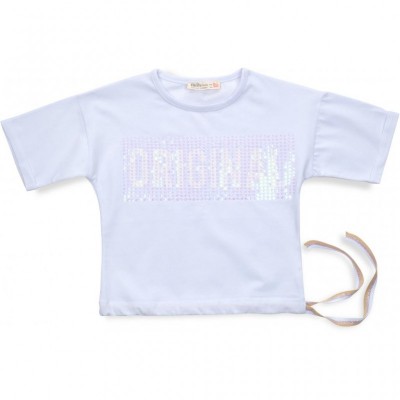 Футболка дитяча Smile одяг з паєтками (3126-134G-white)