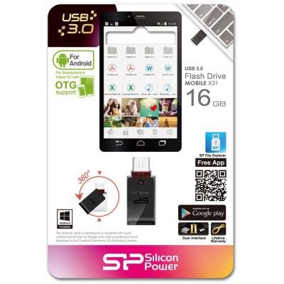 USB флеш накопитель Silicon Power 16GB Mobile X31 OTG USB 3.0 (SP016GBUF3X31V1K)