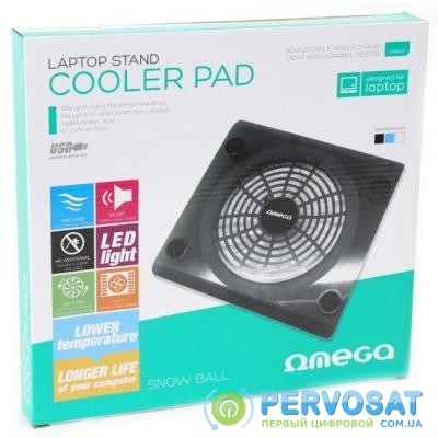 Подставка для ноутбука OMEGA Laptop Cooler pad "SNOWBALL" 14cm fan USB port black (OMNCPB)