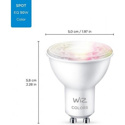 Керована по WiFi лампа WiZ GU10 4,7W(50W 400Lm) 2200-6500K RGB Wi-Fi