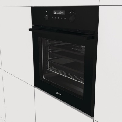 Духова шафа Gorenje електрична, 70л, A+, пара, дисплей, піроліз, чорний