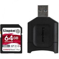 Карта пам'яті Kingston 64GB SDXC class 10 UHS-I U3 React Plus + USB-кардридер (MLPR2/64GB) Карта пам'яті Kingston 64GB SDXC class 10 UHS-I U3 React Plus + USB-кардридер (MLPR2/64GB)