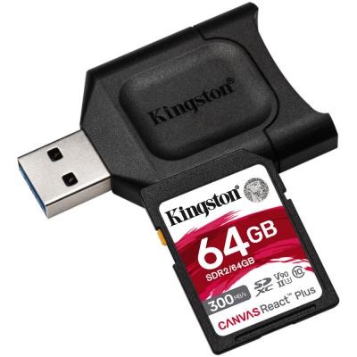 Карта памяти Kingston 64GB SDXC class 10 UHS-I U3 React Plus + USB-кардридер (MLPR2/64GB)