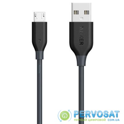 Дата кабель USB 2.0 AM to Micro 5P 0.9m V3 Powerline Space Gray Anker (A8132H11/A8132G11)