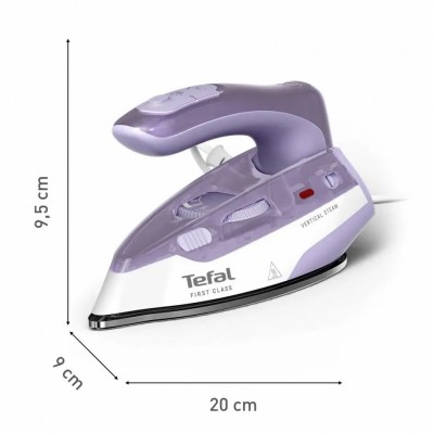 Праска Tefal дорожня First Class, 1000Вт, 65мл, паровий удар -45гр, нерж. сталь, біло-фіолетовий