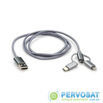 Дата кабель USB 2.0 AM to Type-C&Micro 5P&Lightning 1.0m Vinga (Charge3in1)