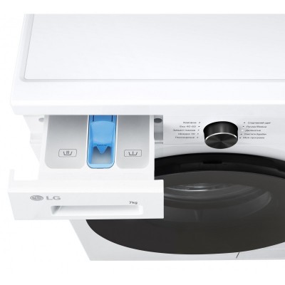 Пральна машина LG фронтальна, 7кг, 1200, A, 44см, дисплей, пара, інвертор, білий