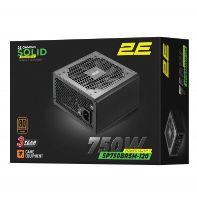 Блок живлення 2E GAMING Solid Power (750W), &gt;85%, 80+ Bronze, 120мм, 1xMB 24pin(20+4), 2xCPU 8pin(4+4), 3xMolex, 6xSATA, 4xPCIe 8pin(6+2), Semi Modular