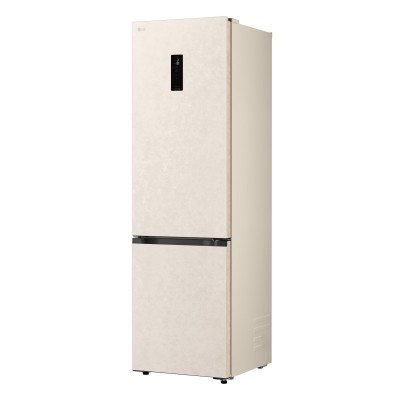 Холодильник LG з нижн. мороз., 203x60х68, холод.відд.-262л, мороз.відд.-113л, 2дв., E, NF, інв., диспл зовн., зона св-ті, бежевий