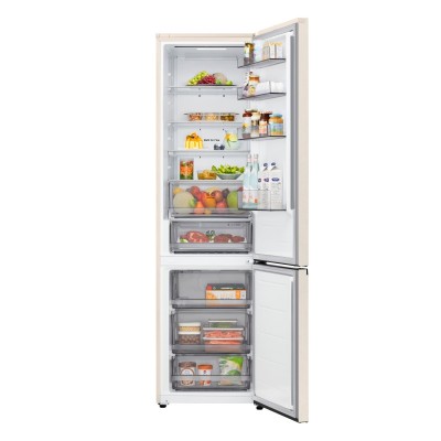 Холодильник LG з нижн. мороз., 203x60х68, холод.відд.-262л, мороз.відд.-113л, 2дв., E, NF, інв., диспл зовн., зона св-ті, бежевий