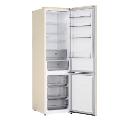 Холодильник LG з нижн. мороз., 203x60х68, холод.відд.-262л, мороз.відд.-113л, 2дв., E, NF, інв., диспл зовн., зона св-ті, бежевий