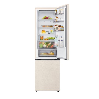 Холодильник LG з нижн. мороз., 203x60х68, холод.відд.-262л, мороз.відд.-113л, 2дв., E, NF, інв., диспл зовн., зона св-ті, бежевий