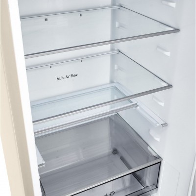 Холодильник LG з нижн. мороз., 203x60х68, холод.відд.-262л, мороз.відд.-113л, 2дв., E, NF, інв., диспл зовн., зона св-ті, бежевий