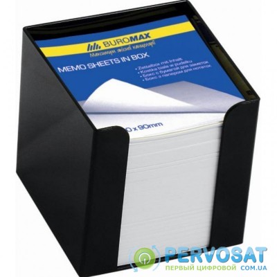 Подставка-куб для писем и бумаг BUROMAX 90x90x90 мм, black, with paper (BM.2290-01)