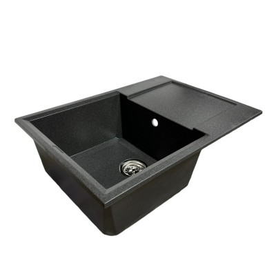 Набір кухонний Adamant Horizon Medium, штучний камінь, прямокут., з крилом, 700х500х230мм, чаша - 1, врізна, графіт + змішувач та дозатор