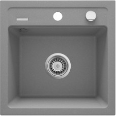 Мийка кухонна Deante Zorba, граніт, квадрат, без крила, 440х440х184мм, чаша - 1, накладна, металічний сірий