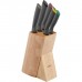 Набір ножів Tefal Fresh Kitchen, дерев'яна колода, 5шт, нержавіюча сталь, пластик, дерево, чорний