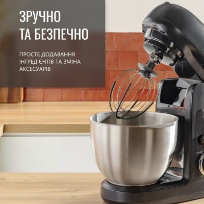 Кухонна машина Tefal Bake Partner 1100Вт, чаша-метал, корпус-пластик, насадок-6, чорний