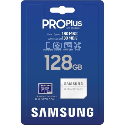 Карта пам'яті Samsung microSDXC 128GB C10 UHS-I R180MB/s PRO Plus