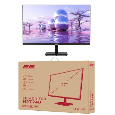 Монітор 2E 27" H2724B D-Sub, HDMI, DP, IPS, 2560x1440, 100Hz, FreeSync