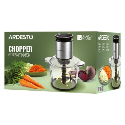 Подрібнювач ARDESTO, 800Вт, чаша 3000мл, скло, корпус-нерж. сталь, чорний Подрібнювач ARDESTO, 800Вт, чаша 3000мл, скло, корпус-нерж. сталь, чорний