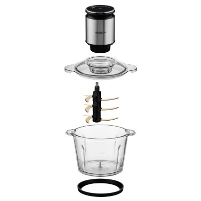 Подрібнювач ARDESTO, 800Вт, чаша 3000мл, скло, корпус-нерж. сталь, чорний Подрібнювач ARDESTO, 800Вт, чаша 3000мл, скло, корпус-нерж. сталь, чорний
