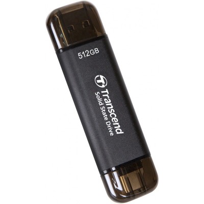 Портативний SSD Transcend  512GB USB 3.1 Gen 2 Type-A + Type-C ESD310 Чорний
