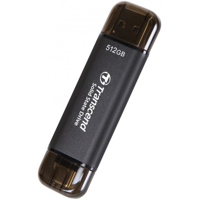 Портативний SSD Transcend  512GB USB 3.1 Gen 2 Type-A + Type-C ESD310 Чорний
