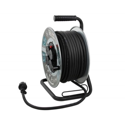 Подовжувач мережевий Konner&Sohnen KS CRM-30M, 30м, 4xТипF, 16A, на котушці, чорний