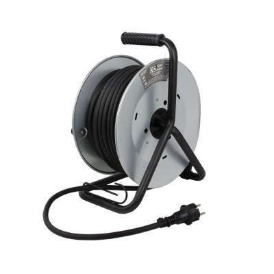 Подовжувач мережевий Konner&Sohnen KS CRM-30M, 30м, 4xТипF, 16A, на котушці, чорний