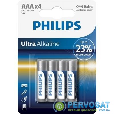 Батарейка PHILIPS AAA LR03 Ultra Alkaline * 4 (LR03E4B/10)