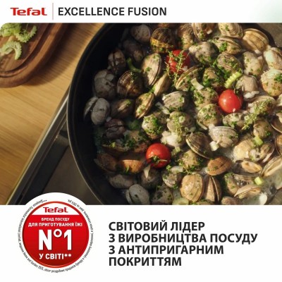 Сковорода Tefal Excellence Fusion,24см, алюміній, нержавіюча сталь, бакеліт, чорний