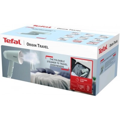 Відпарювач Tefal компактний Origin Travel, 1200Вт, 70мл, постійна пара - 20гр, металева підошв., білий