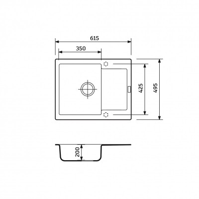 Набір кухонний Adamant Minimal, штучний камінь, прямокут., з крилом, 615х495х200мм, чаша - 1, врізна, сірий + змішувач + дозатор + ополіскувач склянок + коландер